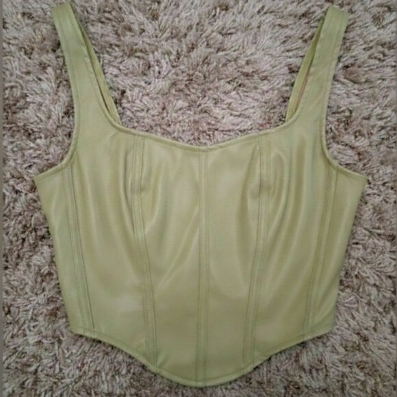 Sincerely Jules Corset Style Olive Crop Top - Picture 3 of 5